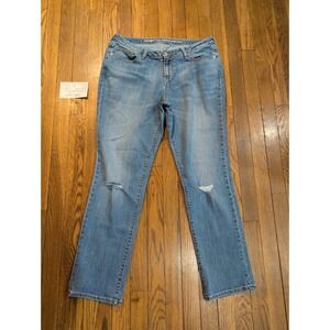 Old Navy Boyfriend Straight Jeans Womens 10 Light/Medium Wash Distressed Stretch